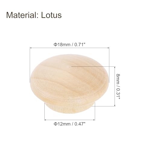 Image of uxcell 16Pcs Wood Button Plugs, 12mm /0.47 inch Hardwood Screw Hole Plug Mushroom Wooden Caps Buttons Wood Plug for Furniture Woodworking Craft Decor (18mm x 12mm)