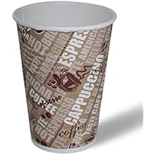 Party Warehouse 50 x 16oz 450ml Disposable Single Wall Brown Print Paper Cups for Coffee Tea Hot Drinks and Cold Drinks - Great for Parties, BBQs, Camping and Home Use