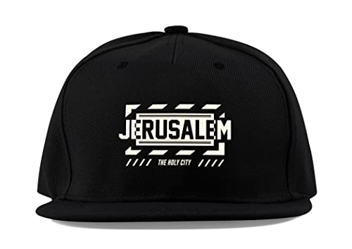 Casquette Jérusalem Israël en coton noir taille unique visière plate style urbain