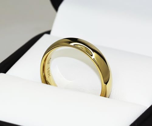 AndreAngel 18K Gold Melted Over Titanium Alloy Wedding Band Ring for Women 4.5 mm Width 4.0 GR Classic Domed Contoured Comfort fit, High-Polished Finish, and Vintage Design. Engagement and Anniversary.2