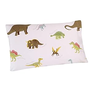 2Pcs Dinosaur Pillowcase, Queen Size White Based Dino Pillowcase, Super Soft Microfiber, for Kids, Toddler,Teens Boys and Girls