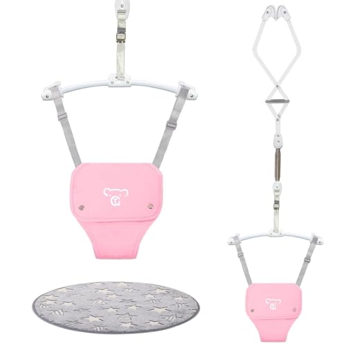 Image of Baby Jumper, Baby Jumper Doorway with Adjustable Strap, Protable Baby Jumpers and Bouncers, Easy to Assemble, Baby Bouncer Jumper with Soft Rug