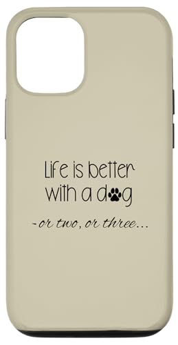 Life is Better with a Dog �y�b�g������ ���̗��l �~�j�}���X�g �X�}�z�P�[�X iPhone 12/12 Pro �p