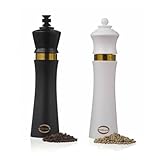 King & Queen Chess Piece Pepper Grinder, Set of 2 Salt and Pepper Grinder set Manual, Refillable Salt and Pepper Mills, Perfect Kitchen Decor, Essential Kitchen Gift for Chess Enthusiasts (9 Inch)