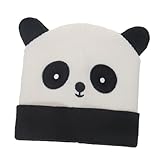 Uonlytech Bonnet Tricoté en Laine Chaud d'hiver pour Homme Et Femme, Style Panda Créatif, Taille M, Couleur Noire Et Blanche, Bonnet Isolant pour Activités Extérieures Hivernales
