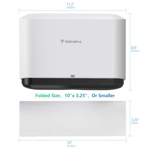 modunful Paper Towel Dispenser Wall Mounted Papierhandtuchspender Ohne Bohren zur Wandmontage, Handtuchspender für Z/V-Falz M Gefaltet Papierhandtücher Papierhandtuchhalter für Bad Weiß