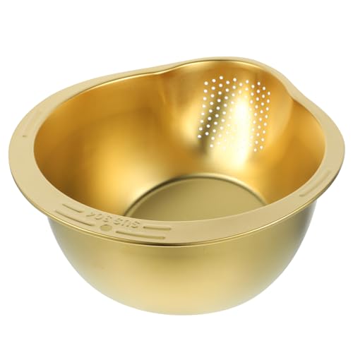 MAGICLULU lavabo para platos tazón plegable para acampar tazón de colador escurridor de alimentos drain basket colador arroz colador de acero inoxidable contenedor de drenaje de arroz Golden