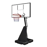 Portable Basketball Hoop Outdoor for Youth Adults & Professional Match,Adjustable Height 8.04 ft to 10.01 ft,44 inch Backboard with Rebound System,Basketball Goal with Rebound Board and Wheels （A）