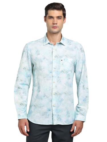 Chemise en coton et lin homme coupe ajustée bleu ciel Turtle