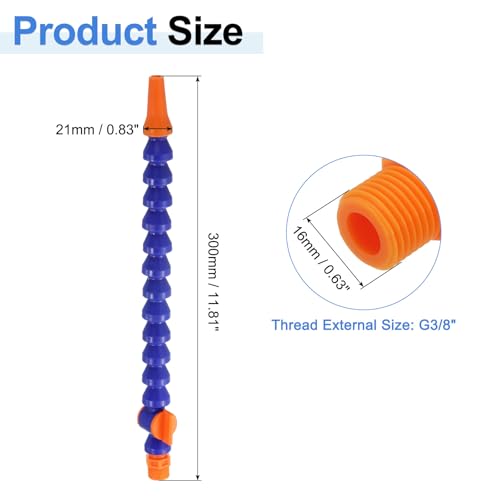 Mangueras flexibles de plástico G3/8 de 300mm para sistemas de refrigeración de tornos CNC, 4 uds 3