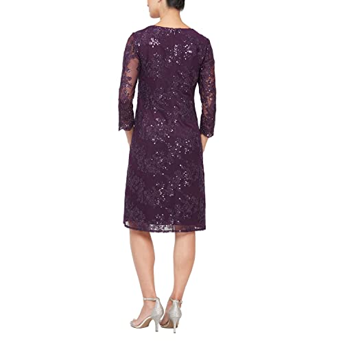 Image of Alex Evenings Womens Midi Scoop Neck Shift Dress with Jacket (Petite and Regular)