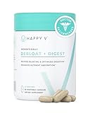 Happy V Debloat + Digest – Digestive Enzymes for Women to Support Bloating, Gas, Constipation, Gut Health, and Nutrient Absorption – Stomach Comfort & Digestion Support Supplement – 60 Vegan Capsules