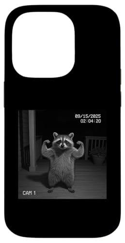 Funny Raccoon Flexing On Security Camera スマホケース iPhone 14 Pro 用
