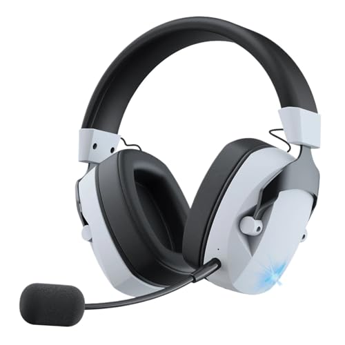 Genérico Auriculares inalámbricos for Juegos de 2,4 GHz for Jugadores PS5, PS4, Auriculares Bluetooth y micrófono(White)