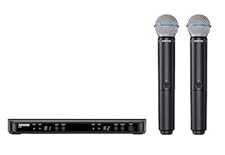 Shure BLX288/B58 UHF - Sistema microfonico wireless - Perfetto per chiesa, karaoke, voce, durata della batteria 14 ore, portata 100 m | Include (2) microfoni portatili BETA 58A, ricevitore a doppio