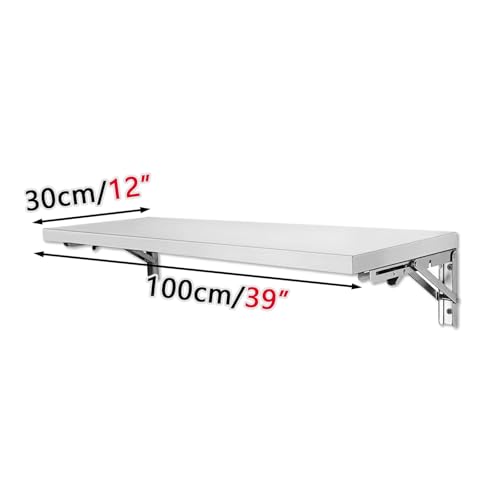 Mesa plegable de pared de acero inoxidable 304 de 39x12 pulgadas 7