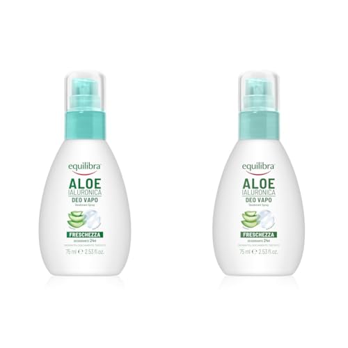 Equilibra Aloe Ialuronica Deo Vapo, Anti-Odore, Lenitivo, con Acido Ialuronico, Rinfrescante, Delicato 75 ml (Confezione da 2)