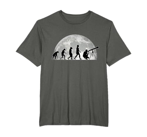 Astronomia Evolution Luna astrofisica Telescópio t-shirt, Preto, S