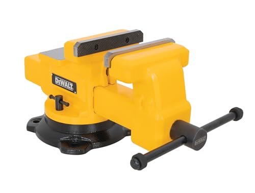 Image of DEWALT 6-inch Jaw Width Heavy Duty Bench Vise, 6-inch Jaw Opening, 3.75-inch Throat, 360-Degree Locking Swivel Base with Anvil, Built-In Pipe Jaws