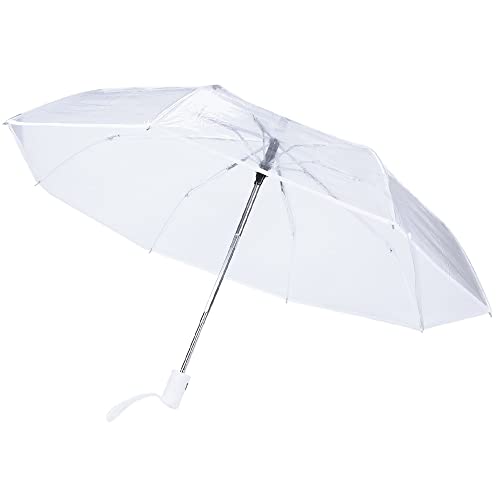 Wanlian Auto Open Close Transparent Folding Umbrella Automatic Umbrella 8 Ribs Umbrellas Travel Umbrella Lightweight Portable (White) #TOP14
