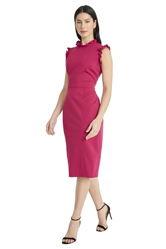 Image of Maggy London Womens Ruffle Neck and Armhole Sheath Dress
