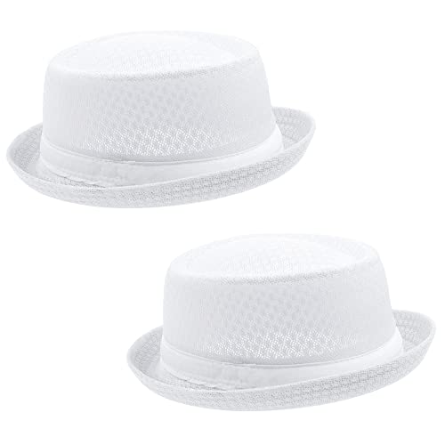 2/6 Pcs Summer Mesh Pork Pie Hat Beach Party Fedora Cap Boater Porkpie Breaking Bad Flat Hat For Men Women Straw #TOP25