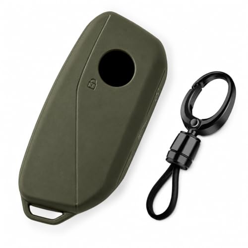 Image of JVCV Premium Soft TPU Key Cover Compatible with BMW 2023 New 7 Series 740i 760i X1 X5 X7 XM iX i7 Smart Key | Scratch-Resistant Protective Case | 360 Full Protection (Matte Green Style A)