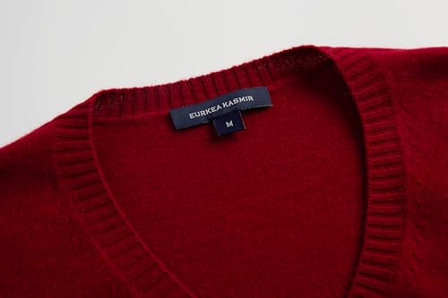EURKEA Men's V-Neck 100% Cashmere Sweater, Long Sleeve Pullover, Gifts Ready3