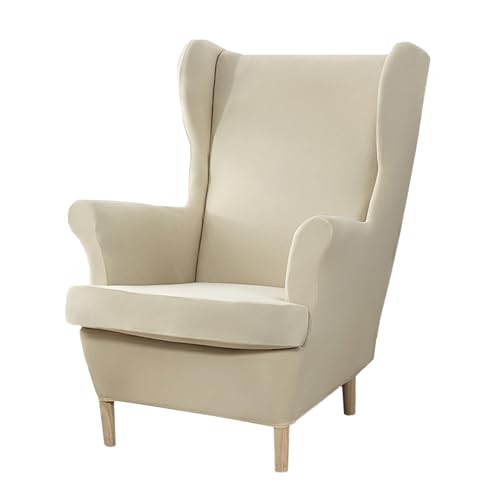 XINGYUEXUAN 2-Piece Wingback Chair Slipcover Set, Stretchable Washable Covers for Armchairs Durable Universal Fabric Furniture Protector Easy Fit