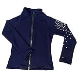 LIUHUO Mädchen Eiskunstlauf-Trainingsjacke – elegantes belüftetes Übungs-Top, navy, 6-8 Years