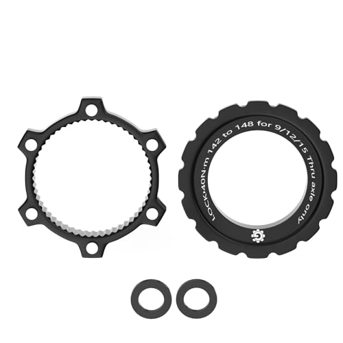 GRQUSTO Bike Centerlock to 6-Bolt Mount Adapter - Aluminum Alloy Centerlock Adaptor, Bicycle Accessories for Mountain/Road Bike 9/12/15mm Thru Hub Axles, 142x12mm to 148x12mm