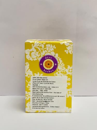 Image of Deve Herbes Pure Cotton Seed Oil (Gossypium spp) | Cold Pressed | Natural | Undiluted | For Diluting Essential Oils | For Skin & Massage | Men & Women | 100ml X 2