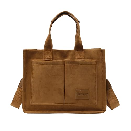 Image of Cherry Tote Bag for Women Canvas Patched Purse Cute Shoulder Bag Multi-Pocket Satchel Handbag for work travel