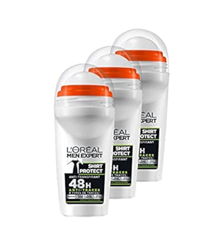 L'Oréal Men Expert Shirt Protect - Roll-on, protección 48h, pack de 3 x 50 ml