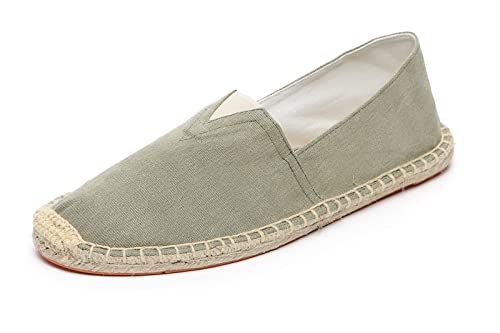Altxic Men's Canvas Comfort Braided Slip on Espadrilles Flat Pure Green 10-10.5 US