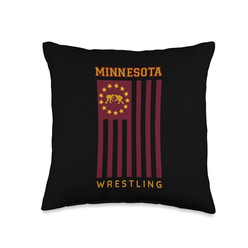 Gopher State USA Flag Freestyle Wrestler Minnesota Throw Pillow