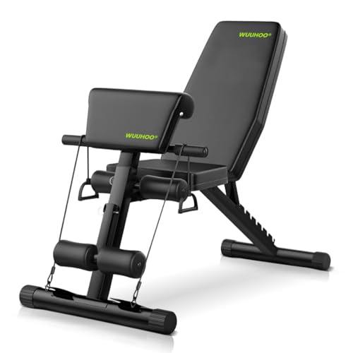 wuuhoo® Panca Pesi Apex – Panca da allenamento regolabile con bande elastiche, cuscino per...