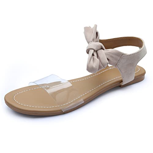 MYRA Women's Beige Ankle-wrap Flat Sandals - 8 UK