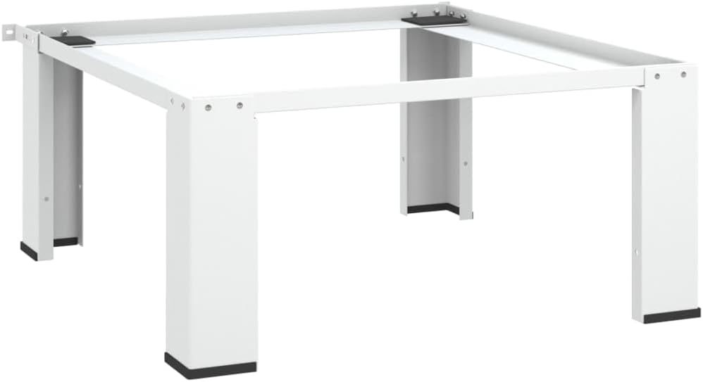Washing Machine Pedestal with Storage, Heavy Duty Laundry Room Stand, Elevated Washer and Dryer Raiser, Steel Base for Laundry Appliances, 27.2 x 27.2 x 12.8 Inches, White