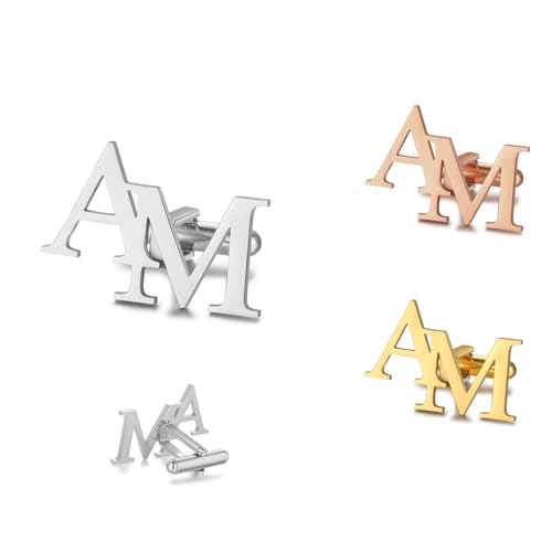 Boutons de Manchette Personnalisés pour Homme, 1 Paire de Boutons de Manchette pour Père en Acier Inoxydable avec Initiales Personnalisées, Cadeau de Fête...