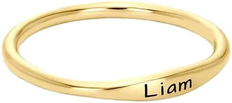 OAK & LUNA - Personalized Gwen Thin Name Ring - Custom Jewelry for Birthday, Christmas, Anniversary - Dainty Gift for Her, Women, Mom