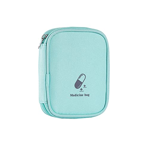 Image of Small First Aid Bag Empty, Portable Travel Pill Bag Double Zipper First Aid Pouch with Handle for Family Outdoors Hiking Camping Car Office Workplace (Green)
