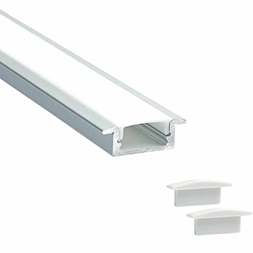 Image of Abaj Lighting (25x12mm) LED Strip Light 1Meter Aluminium Rectangular Conciled Profile Light Channels with Diffused Cover, End Caps and Mounting Clips Without LED Straight Linear - Pack of 1