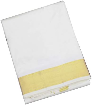 CMK PATTU Men's Silk Dhoti (White, Free Size)