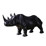 Größe: 29 * 10 * 13.5CM DSENIW QIDOFAN Crafts Nettes Nashorn Resin Crafts Moderne kreative Heim Wohnzimmer Schlafzimmer Dekorationen Schwarz Ornamente Geschenke Stilvoll und schön