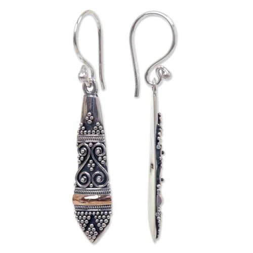 NOVICA Artisan Handmade Gold Accent Dangle Earrings Sterling Silver Indonesia Balinese Traditional [1.8 in L x 0.3 in W] ' Ubud Dancer'4