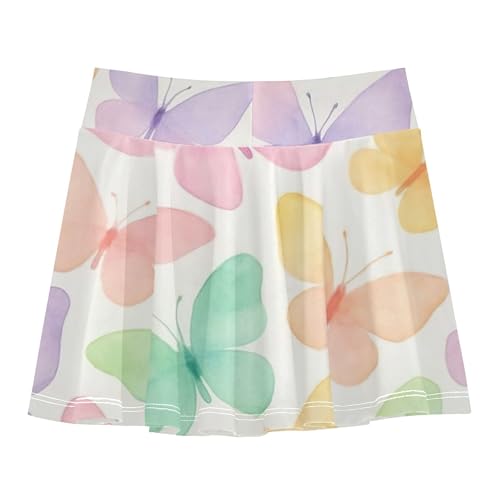 Cute Butterflies Pastel Girls Skorts Athletic Shorts Toddlers Tennis Skirts Personalized Pleated Skort 3t2