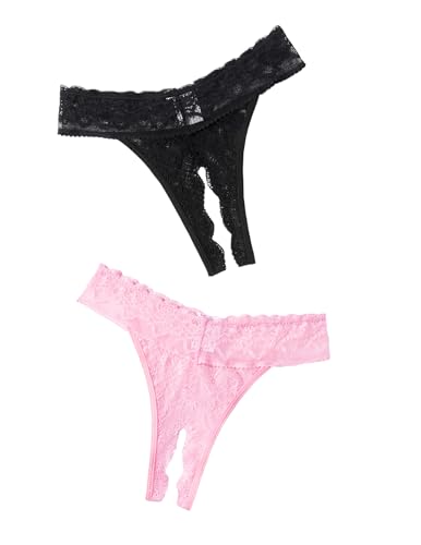 Image of Avidlove Sexy Panties for Women Lace Cheeky Underwear Low Rise T Back Hipster Thong 1-3 Pack