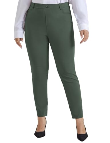 Hanna Nikole Tägliche Bequemer Fit Casual Hose GrauGrün 46