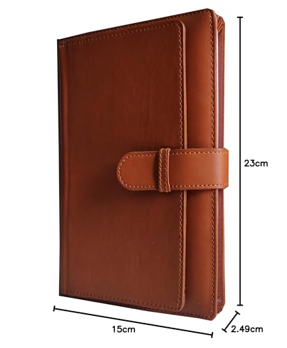 Image of AccuPrints Hard Bound A5 Diary with PU Leather Belt Lock Pages 200 for Office Personal Man boy Girl Daily Planner Notebook Planner jounal notebooks Parent (Brown)